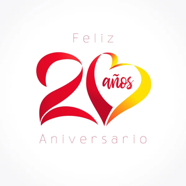 Numéros Décoratifs Créatifs Texte Calligraphique Espagnol Happy Anniversary Ans Langue — Image vectorielle