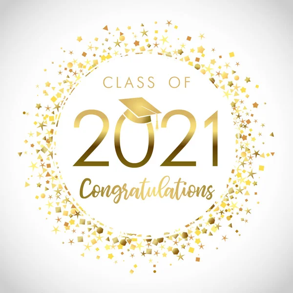 Class 2021 Year Graduation Banner Awards Concept Shiny Sign Happy — Stock Vector