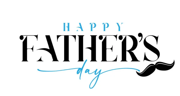 Happy Fathers Day Black Blue Calligraphy Mustache Happy Father Day — Vector de stock