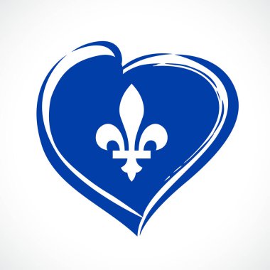Quebec Günün kutlu olsun yaratıcı selamlar. Soyut grafik tasarım şablonu. Quebec 'in Ulusal Bayram konseptini tebrik ederim. Aziz Jean Baptiste Günü. Darbe stili kalbi dekoratif elementlerle fırçalamak.