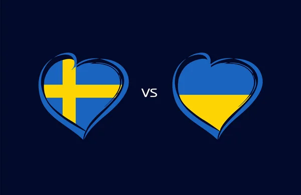 Svédország Ukrajna Zászló Embléma Kék Zászló Nemzeti Csapat Foci Haditengerészeti — Stock Vector