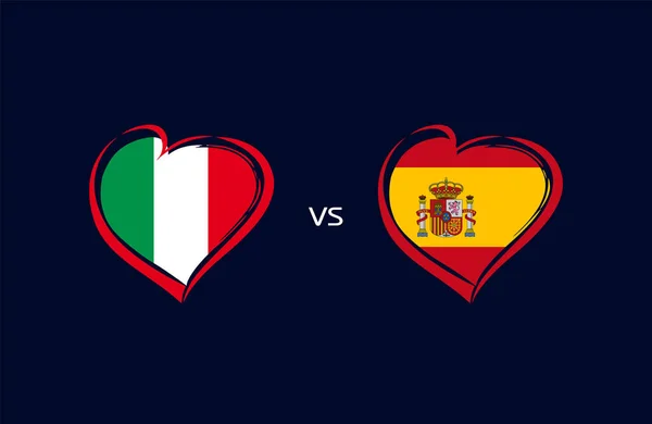 Włochy Kontra Hiszpania Flaga Emblematy Niebieski Ikony Piłki Nożnej Drużyny — Wektor stockowy