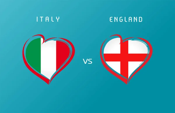 Italië Tegen Engeland Vlag Embleem Letters Tekent Voor Voetbalcompetitie Finale — Stockvector