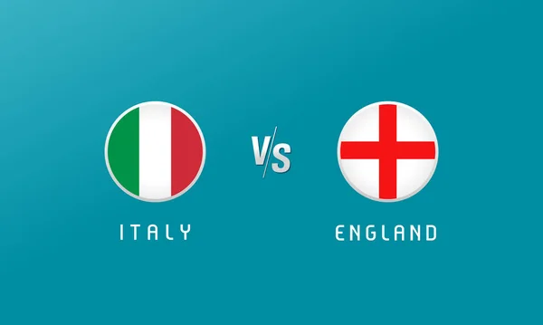 Italien England Rund Flagga Emblem Bokstäver Underteckna För Fotbollstävling Mästerskap — Stock vektor