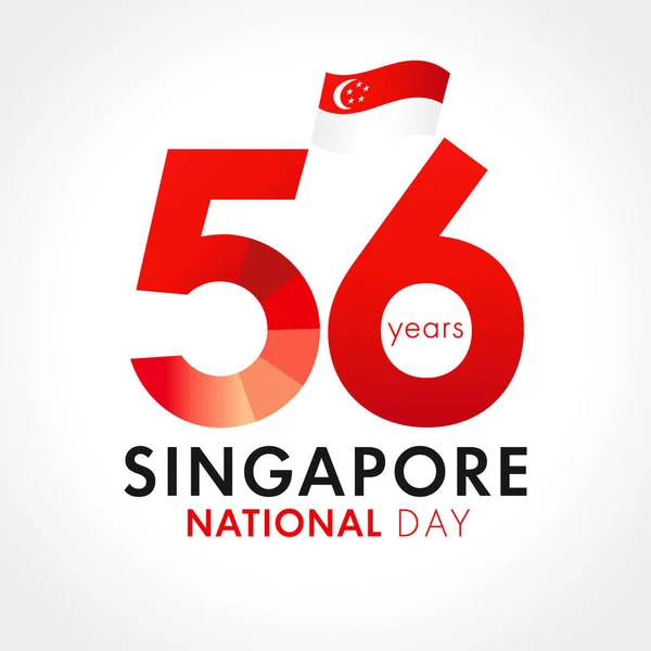 Years Anniversary Singapore National Day Numbers Flag Happy Singapore Independence — Stock Vector