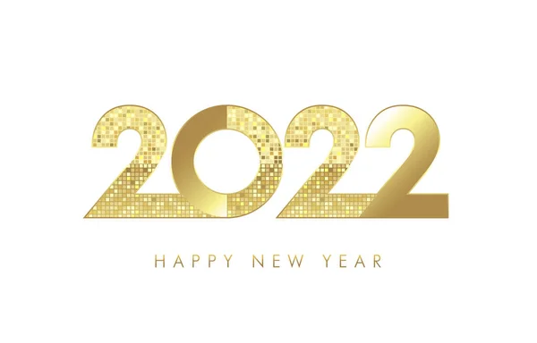 2022 Χρυσή Πολυτέλεια Απλή Ευτυχισμένο Νέο Έτος Λευκό Πανό Λογότυπο — Διανυσματικό Αρχείο
