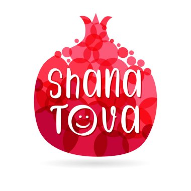 Shana Tova nar kartı. Sana iyi ve tatlı bir yıl dilerim. Tatil için zarif bir el yazısı. Mutlu yıllar. Davetiye ya da poster için şablon tasarımı, afiş. Vektör illüstrasyonu