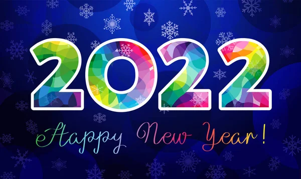 2022 Happy New Year Congrats Sign Stained Glass Style Logotype — Stock Vector