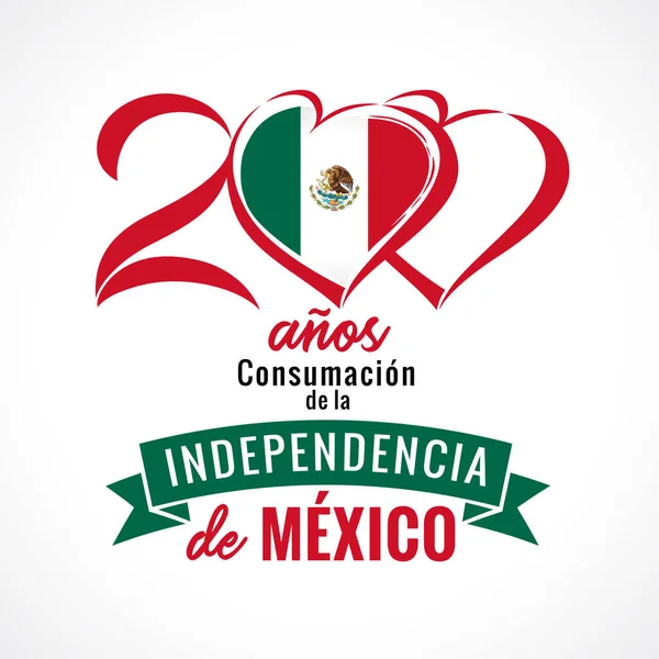 200 Anos Independencia Mexico Plakat Literami Tekst Hiszpański 200 Lat — Wektor stockowy