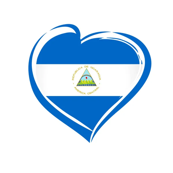 ニカラグアの国旗の紋章が好き 200年の記念日 スペインからのニカラグア独立記念日 ハート型の旗でお祝いのサイン ベクターイラスト — ストックベクタ