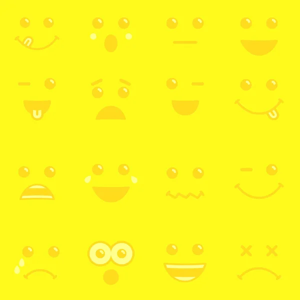 Icone Emoji Sfondo Modello Vettoriale Giallo Emoticon Sorridenti Simbolo Vacanze — Vettoriale Stock