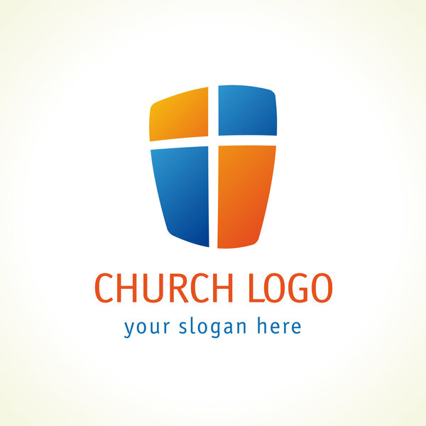 Cross on the shield church logo