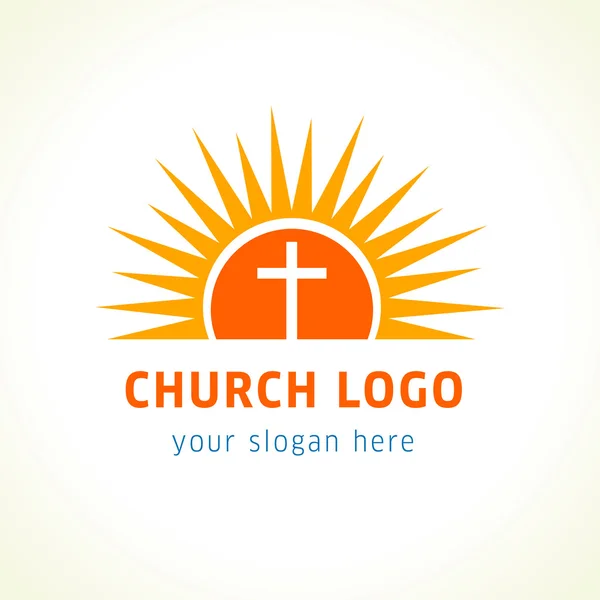 Kreuz auf Sonnenlicht orange Vektor-Logo. — Stockvektor