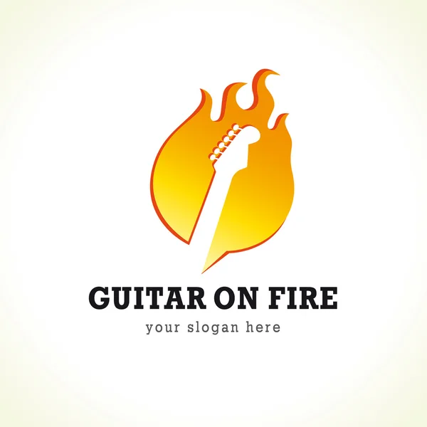 Guitarra en el logotipo de fuego — Vector de stock