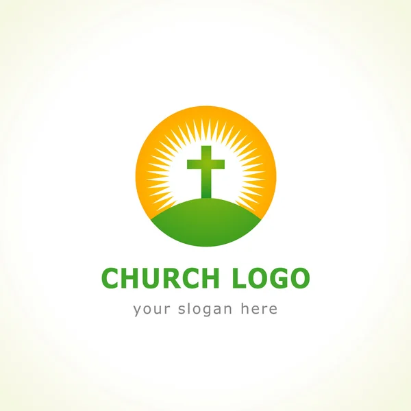 Calvario cruz iglesia logo — Vector de stock