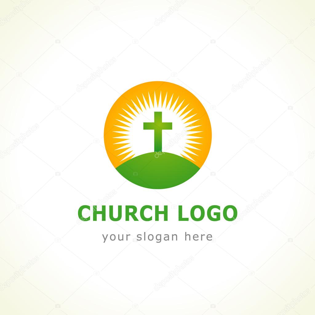Template logo for churches and Christian organizations cross of Calvary in the sun.