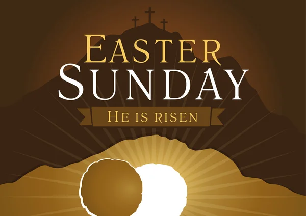 Easter Sunday, He is risen. — Stock Vector