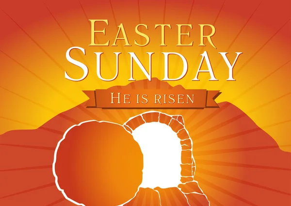 Easter sunday holy week tomb card — Stock Vector