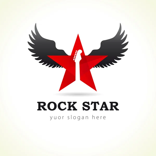 Logo terbang bintang rock - Stok Vektor