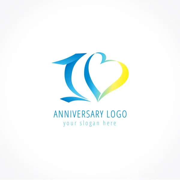 10 anniversario logo amore — Vettoriale Stock