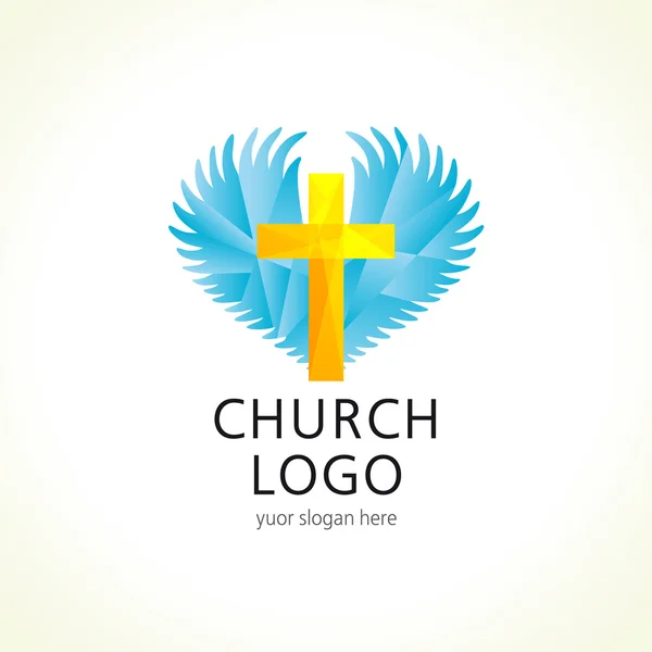 Iglesia cruz alas logo — Archivo Imágenes Vectoriales