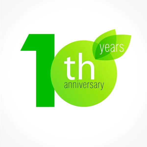 녹색 10 주년 기념 로고 — 스톡 벡터
