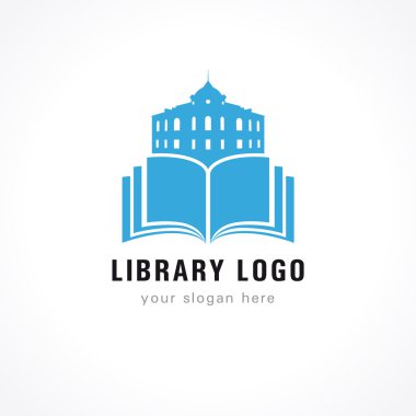 Library logo building book clipart