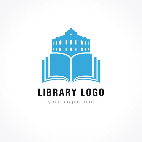 Biblioteca logotipo edifício livro —  Vetores de Stock