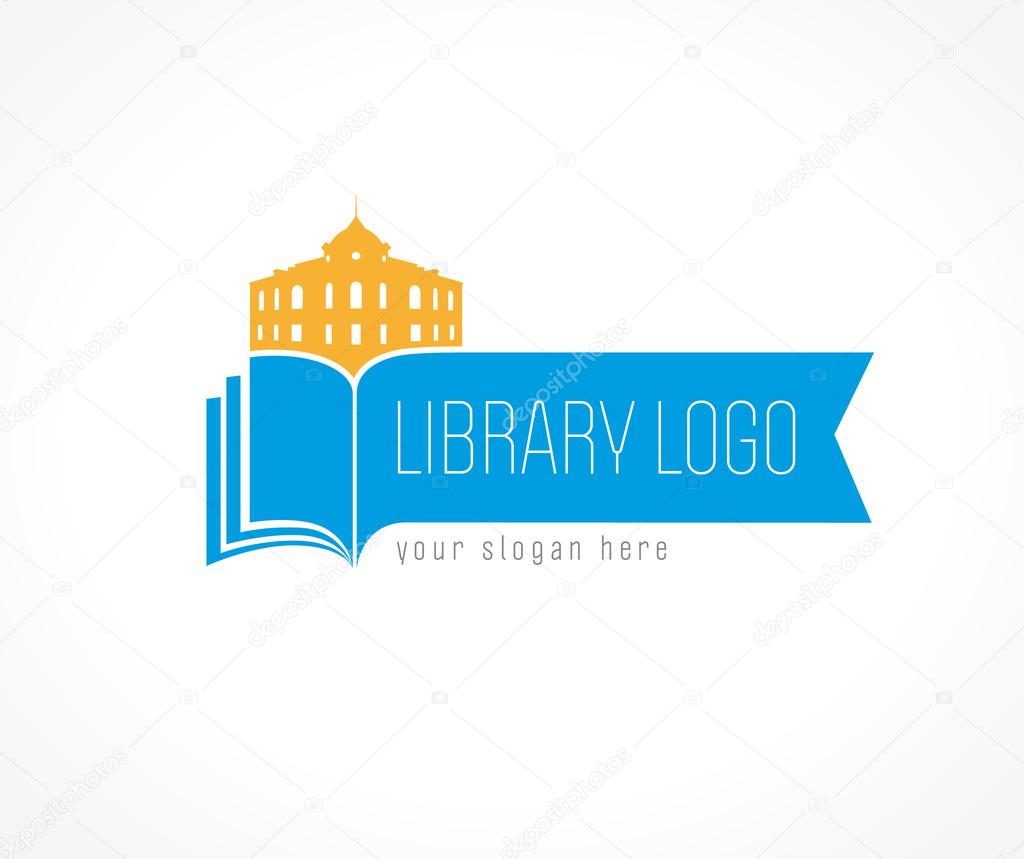 Library logo building book