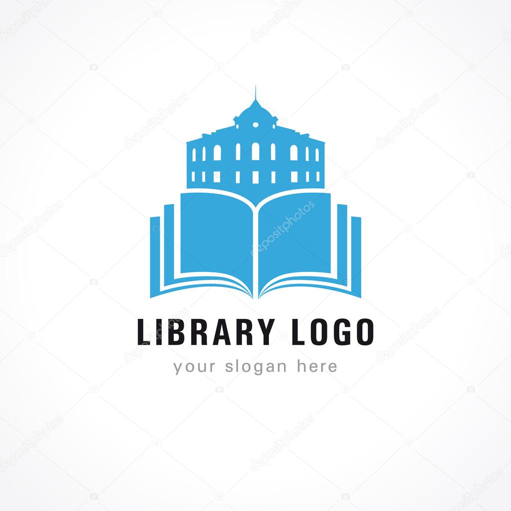 Library logo building book