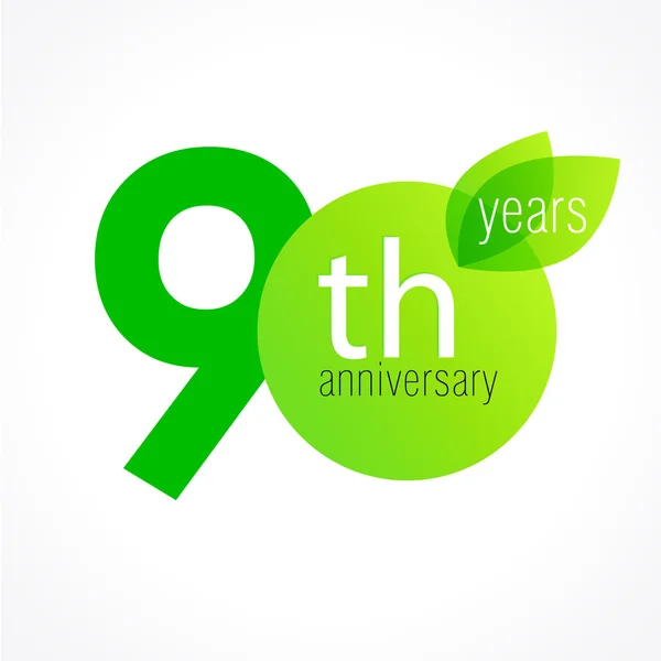 90 anniversary green logo — Stock Vector