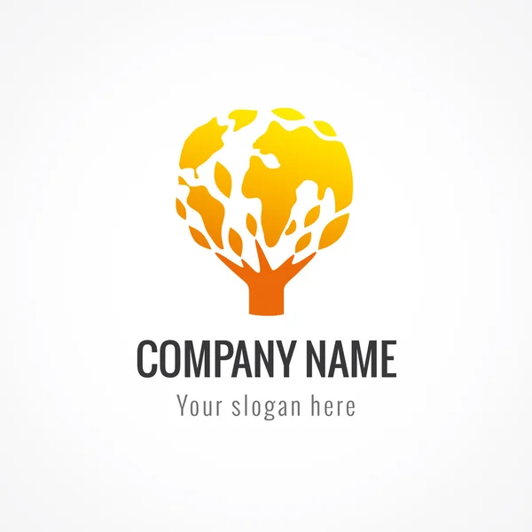 Company globe logo gold tree — Stock Vector