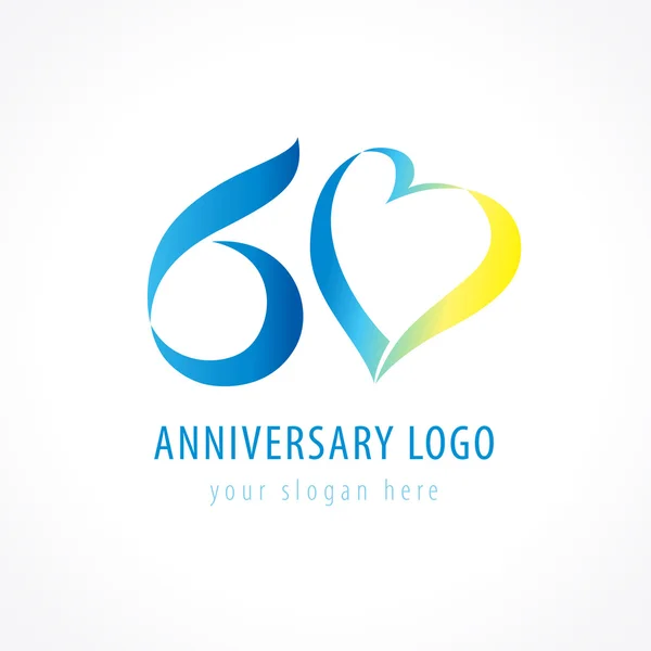 60 anniversaire logo amour — Image vectorielle