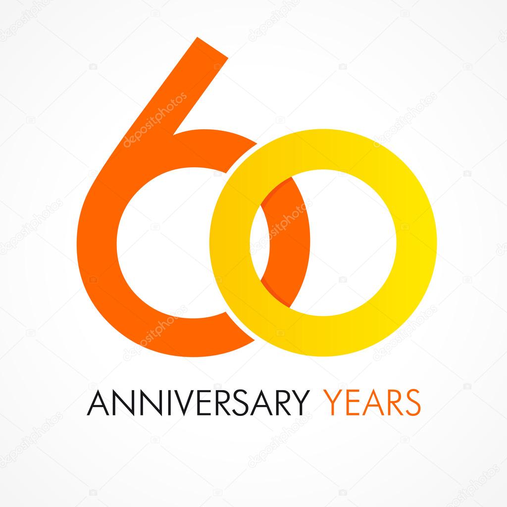60 years old celebrating classic logo. Anniversary year of 60 th vector template. Birthday greetings celebrates. Traditional digits of jubilee ages in a shape of two rings.