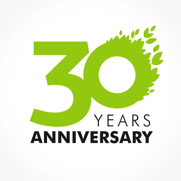 Logo 30 aniversario hojas — Archivo Imágenes Vectoriales