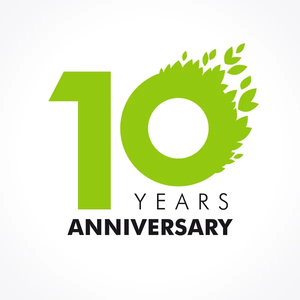 10 aniversario hojas logo — Archivo Imágenes Vectoriales