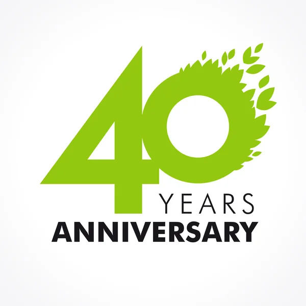 40 aniversario hojas logo — Vector de stock