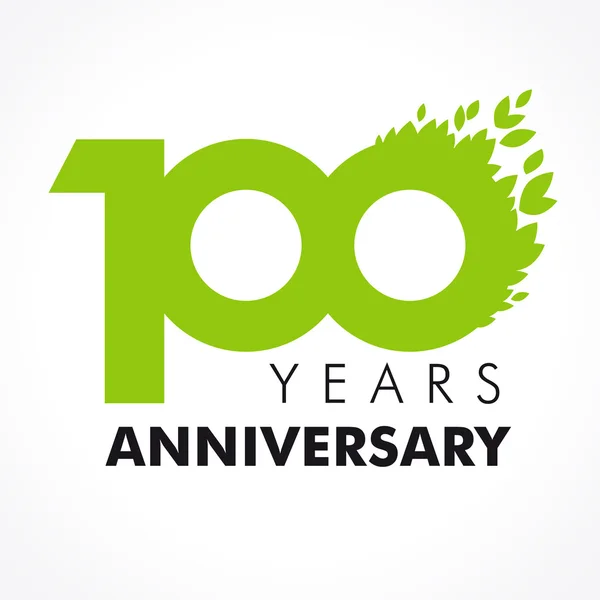 100 주년 나뭇잎 로고 — 스톡 벡터