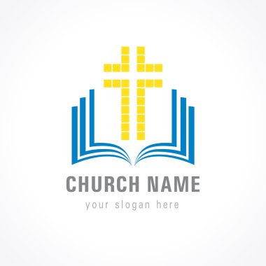 Church cross bible logo clipart