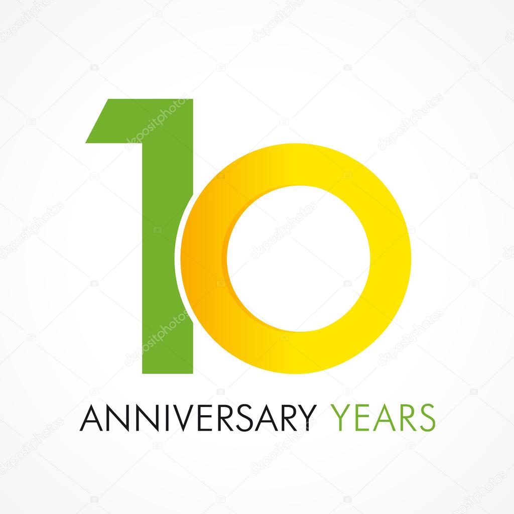 10 years old celebrating classic logo. Anniversary year of 10 th vector template. Birthday greetings celebrates. Traditional digits of jubilee ages in a shape of rings.