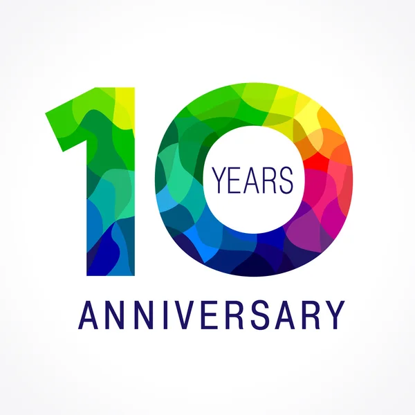 10 anniversario logo a colori — Vettoriale Stock