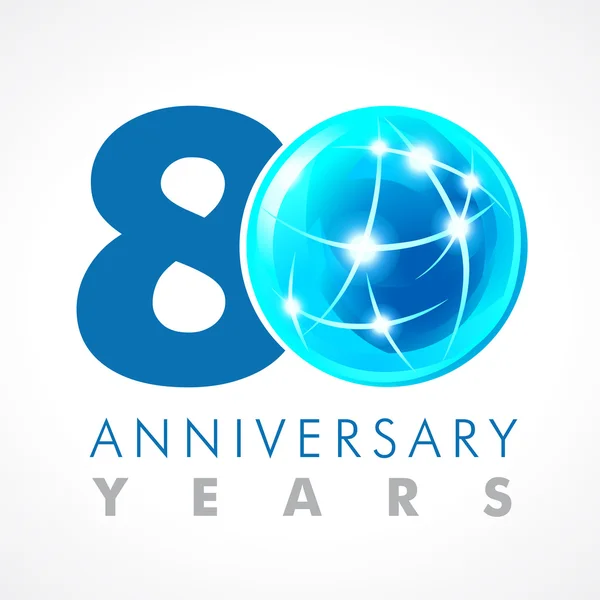 80 aniversario logo de conexión — Archivo Imágenes Vectoriales