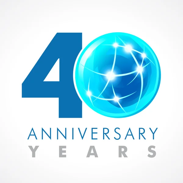 40 aniversário conectando logotipo — Vetor de Stock