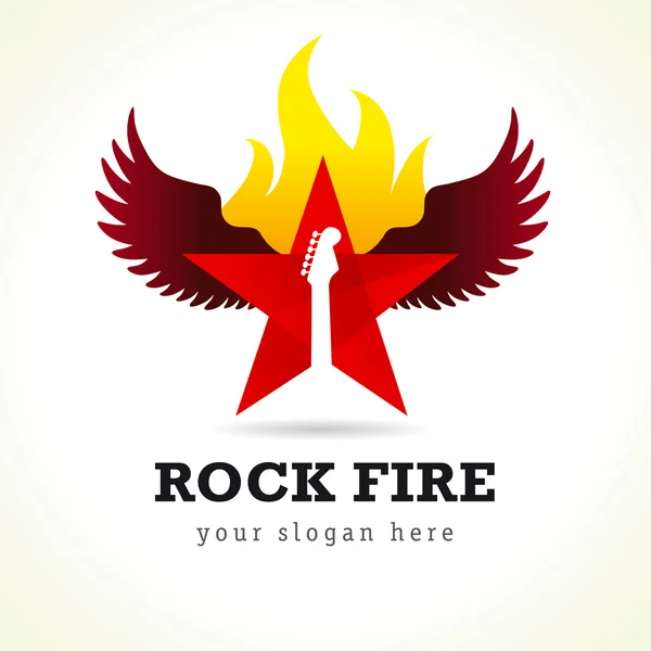 Fogo de rocha voando logotipo — Vetor de Stock