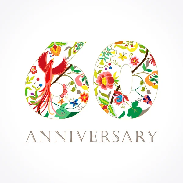 60 aniversario logotipo popular . — Vector de stock