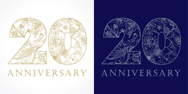 20 aniversario logotipo vintage . — Vector de stock