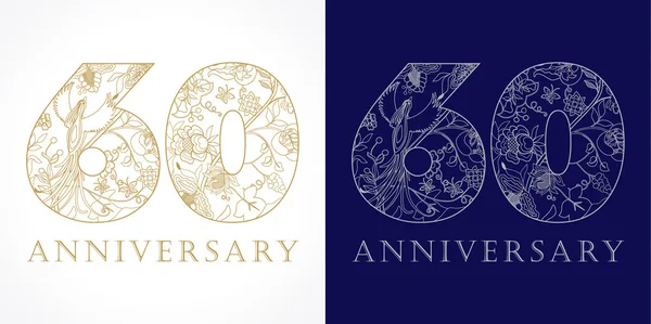 60 anniversario logo vintage . — Vettoriale Stock