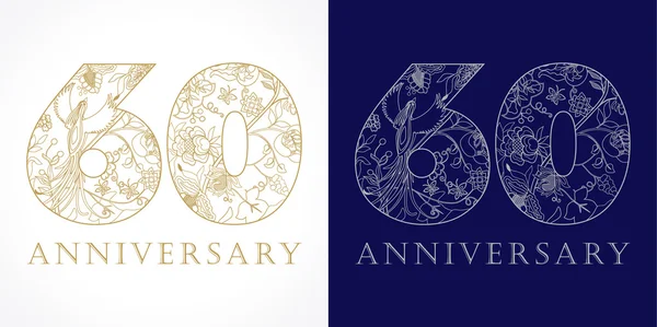 Logo vintage 60 aniversario . — Vector de stock