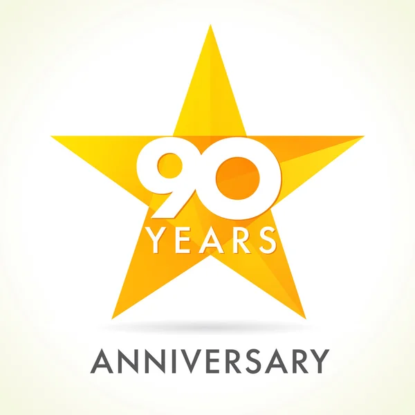90 verjaardag star-logo — Stockvector