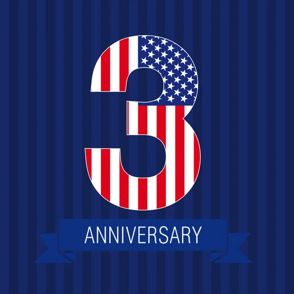 Aniversario 3 US flag logo . — Archivo Imágenes Vectoriales